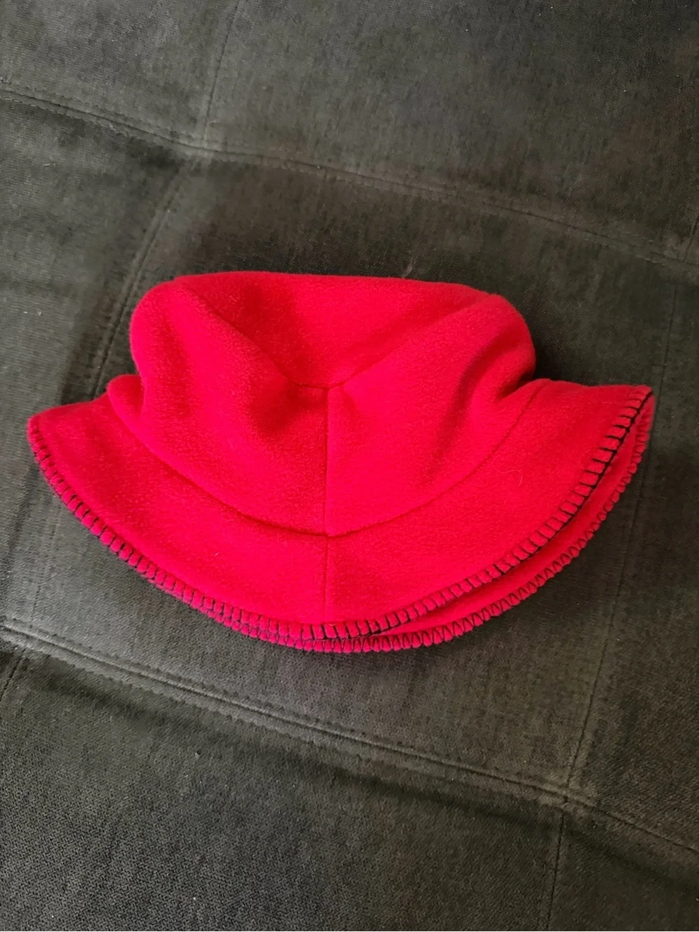 Lands' End Bright Pink Fleece Bucket Hat with Cat Patch